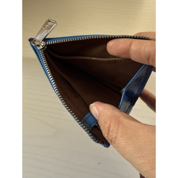 Lauren Ralph Lauren Women's Card Coin Purse Wallet Blue Leather Key Chain - Picture 4 of 5